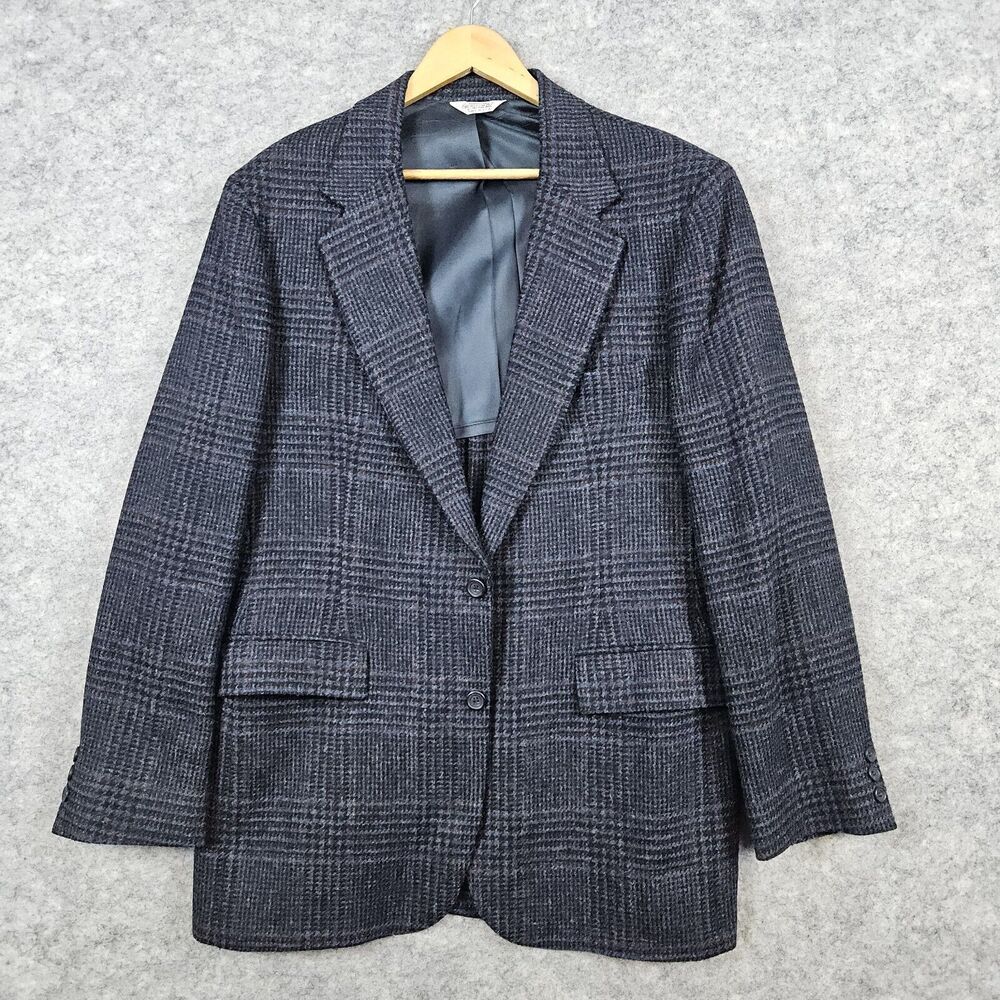 Traditionalist Goldsmith's‎ Men's Size 42L 100% Wool Dark Gray Windowpane Blazer